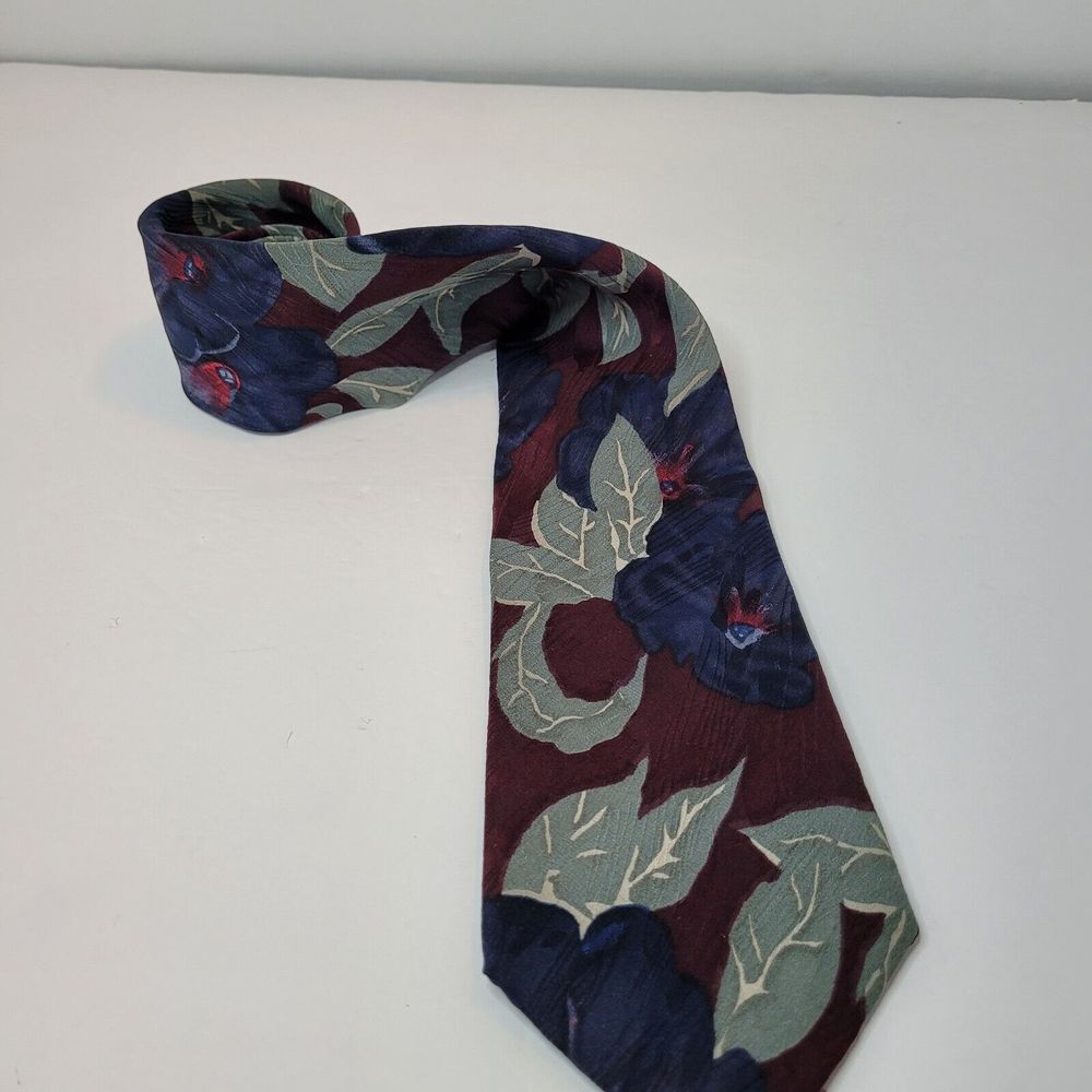 Abercrombie & Fitch Men's Blue, Green, Maroon Floral Print 100% Silk Made In USA